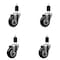 Service Caster 3.5'' Black Poly Wheel Swivel 1-1/2'' Expanding Stem Caster Set, 4PK SCC-EX20S3514-PPUB-BLK-112-4 - alternate 1